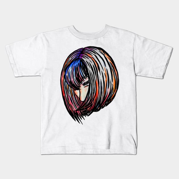 Girl with the Bright and Colorful Hair Kids T-Shirt by maxberube